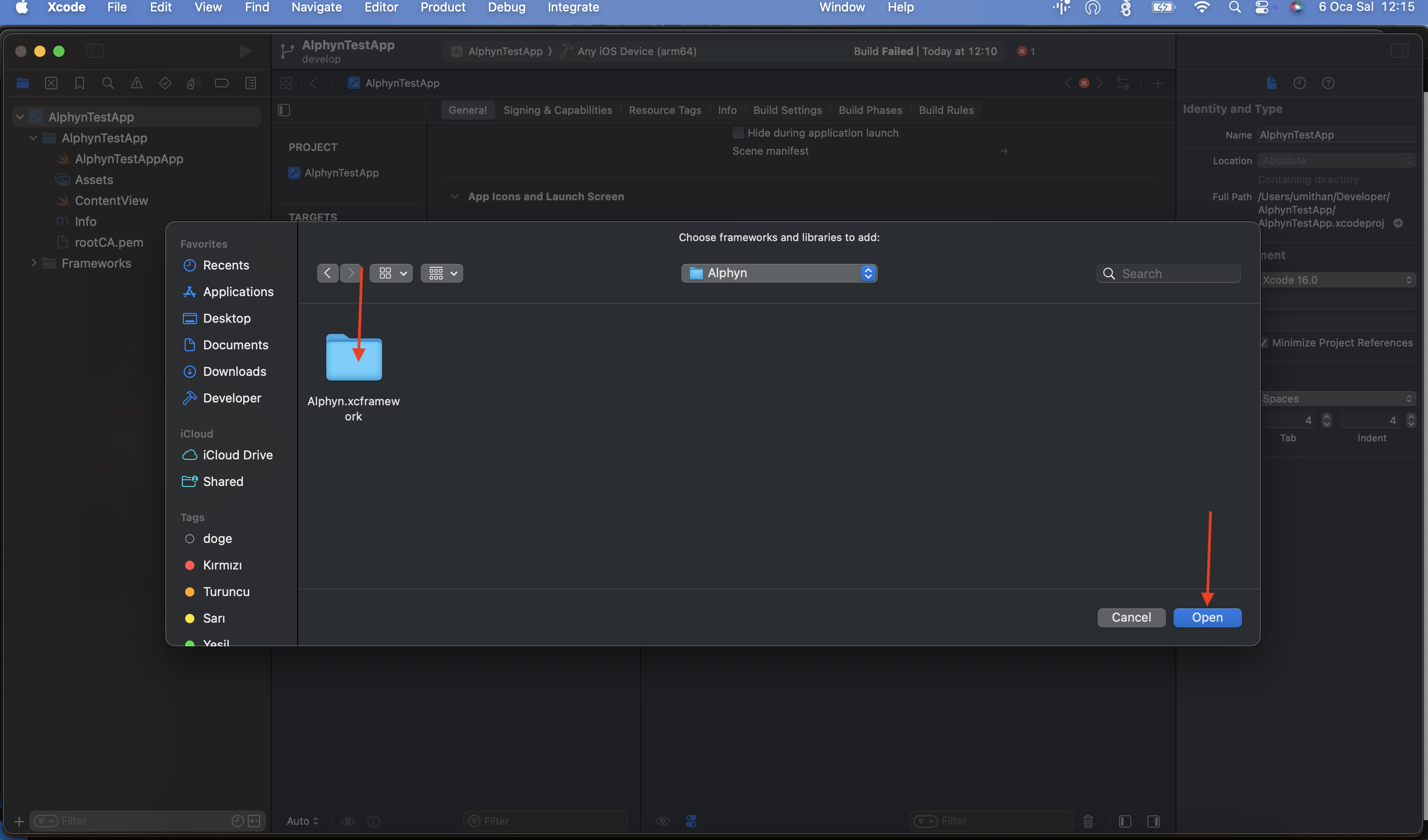 Select Alphyn.xcframework