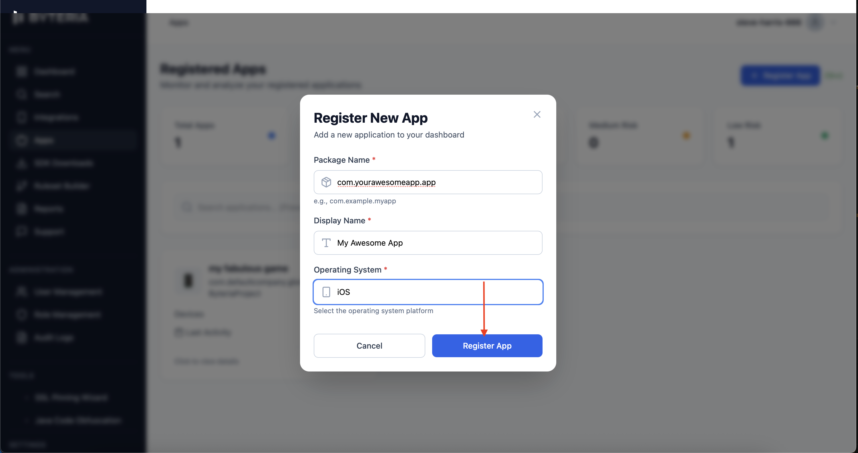 Register App form